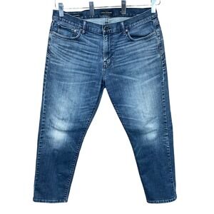 Lucky Brand 221 Straight Leg Blue Dark Wash Whiskered Denim Jeans Mens 38x30